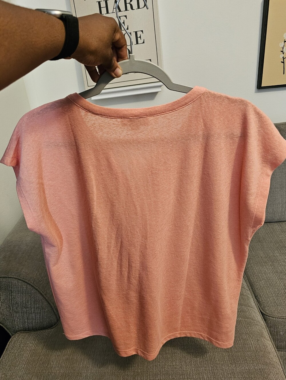LOFT Light Sheer Coral Pink Orange Casual Lightweight Relaxed Top Size Small - Picture 8 of 8
